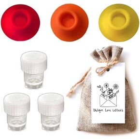 3 Dinky Dip Ink Bottles with Empty Ink jar Holder - Calligraphy Ink Wells with lids for Oblique Calligraphy Pen, Fountain Pen, Glass dip Pen, and dip Pen Holder