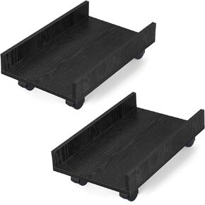 melos Computer Tower Stand, Set of 2 Computer CPU Stand Cart with Sides, Wooden CPU Holder with 4 Caster Wheels for Under Desk, Pc Tower Stand for for Office, Home, Gifts, Boys