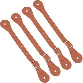 GORGECRAFT 4Pcs Leather Spur Straps Adjustable Boot Strap Western Man Woman Single Ply Leather Horizons Spur Straps with Zinc Alloy Clasp for Equestrian Supplies Thigh High Boots, Chocolate