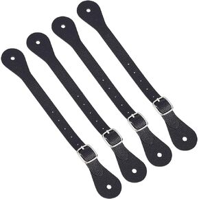 GORGECRAFT 4Pcs Leather Spur Straps Adjustable Boot Strap Western Man Woman Single Ply Leather Horizons Spur Straps with Zinc Alloy Clasp for Equestrian Supplies Thigh High Boots, Chocolate
