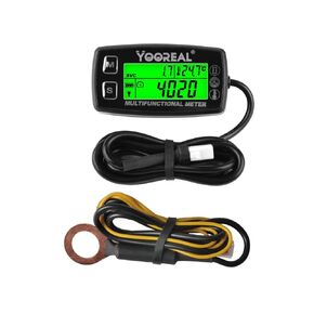 Yooreal Hour Meter Tachometer Engine Temperature Gauge,Temp Alert,User Shutdown,Removable Temp Probe for Scooter Snowmobile Mini Bike Motorcycle Lawn Mower Generator Dump Truck