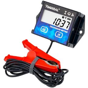 YOOREAL Digital Tachometer Hour Meter Maintenance Reminder with Clips Backlight Replaceable Battery Waterproof for Lawn Mower Motorcycle Outboard Motor Generator Snow Blower etc