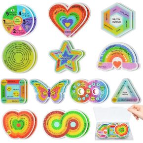 TOEMUR 24PCS Calm Strips for Anxiety Sensory Stickers, 12 Styles with 2 Different Textured Reusable Fidget Strips Calming Stickers Office Classroom Must Haves for Kids Adult