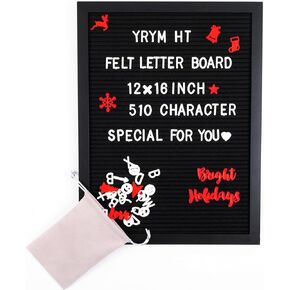 YRYM HT Felt Letter Board with Letters - 510 Letter Board Sign, 16 x 12 inch Message Board with Wooden Tripod Stand, 1 Storage Bag, Changeable Letter Boards for Baby Board
