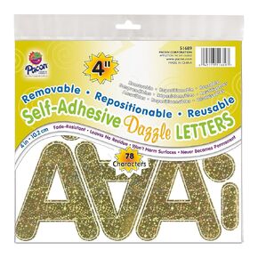 Pacon 4-inch Self-Adhesive Puffy Font Letters, Gold Dazzle, 78 Characters (PAC51689)