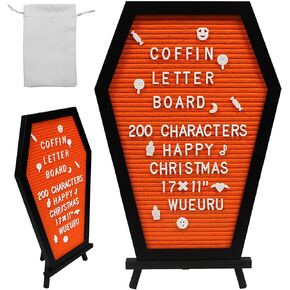 Coffin Letter Board, Christmas Letter Board Shapes Goth Decor, Coffin Pin Board Spooky Gifts Decorations for Table and Wall,Creepy Gothic Coffin Decor Massage Board,Coffin Letter Board