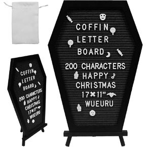 Coffin Letter Board, Christmas Letter Board Shapes Goth Decor, Coffin Pin Board Spooky Gifts Decorations for Table and Wall,Creepy Gothic Coffin Decor Massage Board,Coffin Letter Board