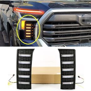 Compatible with Toyota Tundra 2022 2023 Led Daytime Running Light White/Amber DRL Sequential Switchback Turn Signal Front Bumper Fog Lights Driving Lamp
