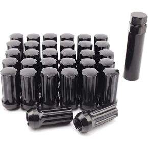 Set of 32, 9/16-18 Spline Wheel Lug Nuts with Socket Compatible with Dodge 1994-2011 Ram 2500 3500