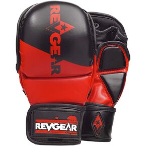 Revgear Pinnacle MMA Gloves | Classic MMA Sparring Glove Design | Multi Layer Foam Padding Over The Knuckles | Thumb Protection (Red/Black, Medium)