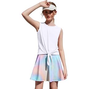 Zaclotre Girls Tennis Golf Dress Outfit Tank Top and Skorts Skirts Athletic Sets with Shorts Pockets