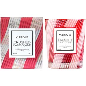 Voluspa Crushed Candy Cane Candle | Classic Boxed Candle | 6.5 Ounces | 40 Hour Burn Time | All Natural Wicks and Coconut Wax for Clean Burning | Vegan | Non-toxic