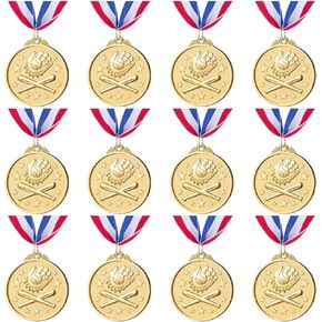 12 Pieces Gold Award Medals for Kid’s Sports Baseball Games, Party Favors, 2 Inches