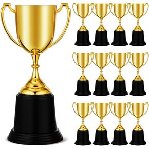 12 Pcs 9 Inch Gold Plastic Trophies, Large Award Gold Award Trophy Cup, Classroom School Rewards Sports Tournament Participation Trophy, Trophies for Party Favors Props Rewards Winning Prizes