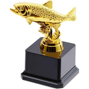 Juvale Small Fish Trophy, Golden Fishing Award for Tournaments and Competitions (3x5 in)