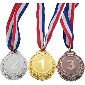 JCBIZ 3PCS 65mm Zinc Alloy Digital Gold Silver Bronze Award Medals for Competitions, Games and Parties