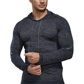 Men Long Sleeve Compression Running Shirts Sports Hoodies Dry Fit Fitness Top