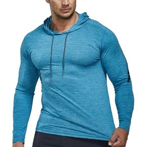 Men Long Sleeve Compression Running Shirts Sports Hoodies Dry Fit Fitness Top