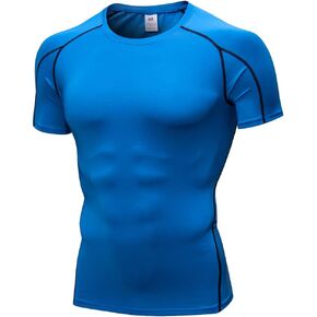 Men's Compression Shirt Short Sleeve Athletic Compression Tops Cool Dry Undershirts Baselayer Gym Workout T Shirt
