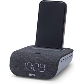 iHome Alarm Clock with Wireless Charging, USB Charging, and Bluetooth Speaker, Digital Alarm Clock for Bedroom, Home Office, or Dorm (IBTW20BX) in Kuwait