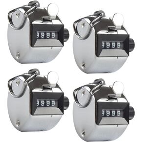 Odowalker 4 Pack Handheld Tally Counter 4 Digit Tally Counter Metal Mechanical Palm Counter Clicker Counter Count Clicker Counts up to 9999, for Transportation,Warehouse, Sports, Golf & Coach