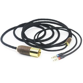NewFantasia 10ft 4-pin XLR Balanced Cable 6N OCC Copper Silver Plated Cord Walnut Wood Shell Compatible with Hifiman Ananda, Sundara, Arya, HE400SE, HE4XX, HE-400i Headphone (2 x 3.5mm Version)