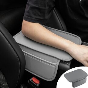 Amiss Auto Center Console Pad, Carbon Fiber PU Leather Armrest Storage Box Cover with Pockets Storage Bag, Car Interior Accessories, Universal Car Armrest Cushion for Most Vehicle, SUV, Truck (Black)