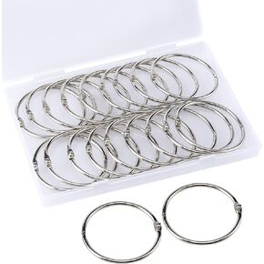 LOONENG 1 Inch Loose Leaf Binder Rings, 100PCS Nickel Plated Steel Book Rings for Index Cards, Crafts, Reports, Flash Cards, Notebook, Keychain, Loose Leaf Paper, Photo Albums