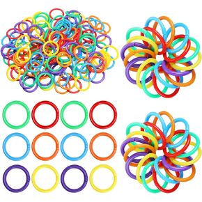 144 Pieces Plastic Binder Rings Plastic Loose Leaf Rings Multi-Color Plastic Book Rings Flexible for Cards, Document Stack and Swatches Organization School Home, or Office Use, 6 Colors (20 mm)