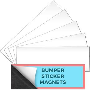 Set of 6 – Bumper Sticker Magnets, Bumper Magnet, Flexible Magnetic Bumper Sticker Sheet with Self Adhesive, Make Your Decal Transferable with These Durable Car Magnets, Size 12" X 4" Thickness 30 Mil