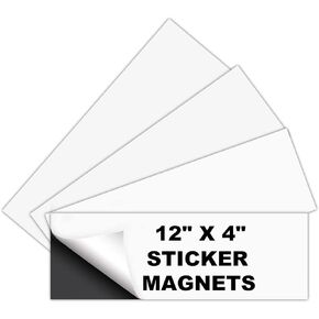 4 Pack Bumper Sticker Magnet, 4"x12" Flexible Magnetic Bumper Sticker with Self Adhesive, Cut-to-Size Bumper Sticker Magnetizer, Turn Any Decal Into a Magnet