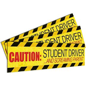 Caution: Student Driver/Screaming Parent' Magnet - Bumper Stickers for A New Driver - Car Sign (12" x 3") Pack of 3