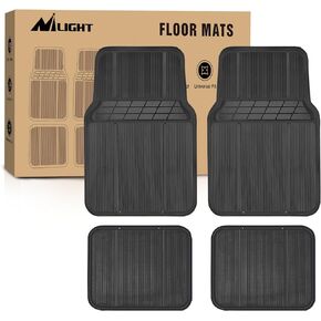 Nilight Rubber Cargo Mats for Cars Trucks SUVs,Universal Trim to fit for Most Vehicles,All Weather Protection Heavy Duty Cargo Liners