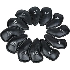 Sword &Shield sports 12pcs Thick Synthetic Leather Golf Iron Head Covers Set Headcover Fit All Brands Titleist, Callaway, Ping, Taylormade, Cobra, Nike, Etc