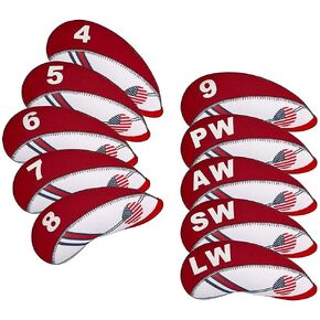 BIG TEETH Golf Iron Head Covers 10Pcs Neoprene USA Flag Golf Club Protector Multi Color Golf Club Protector (Blue)