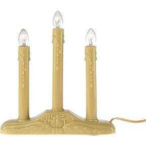 Creative Hobbies 3 Light Electric Candolier Indoor Christmas Candle Lamp, Ivory Plastic with Clear C7 Light Bulbs