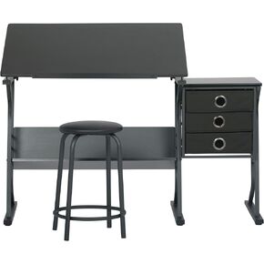 SD Studio Designs 2 Piece Eclipse Ultra Center Stool Drafting Table, Black in Kuwait