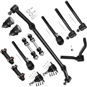 14pc Set Front Suspension Kit Idler Arm Inner Outer Tie Rod End Adjusting Sleeve Sway Bar Link Ball Joint Center Link Replacement for 1978-1996 For Chevy Caprice Impala for Cadillac Deville