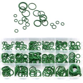 270 PCS Automotive O-Ring Gasket Assortment Kit, High Temperature Resistant Rubber Air Conditioning Compressor Port Ring, Multi-Functional Car Replacement Accessories, for Most Models (Green)