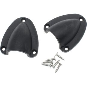 FDXGYH 2 Pcs Wire Cable Vent Cover Marine Nylon Clam Shell Vent Boat Transducer Wiring Cover Clamshell Vent with Mounting Screws for Boat Yacht [2.95 x 2.60, Black]