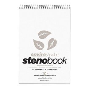 Roaring Spring Enviroshades Recycled Steno Book, Gray, 6" x 9", Pack of 4