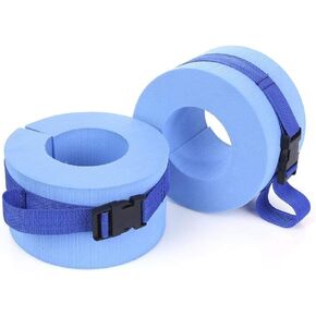 WYSRJ 2 PCS Foam Water Exercise Cuffs, Ankles Arms Belts with Quick Release Buckle Swim Arm Band Set for Swimming Fitness Exercise Workout Training Blue