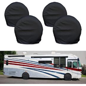 Leisure Coachworks Tire Covers for RV Wheel, Set of 4: Motorhome, Wheel Covers Waterproof Soft Vinyl Tire Protectors Tire Covers Fits 36" to 39" Tire Diameters