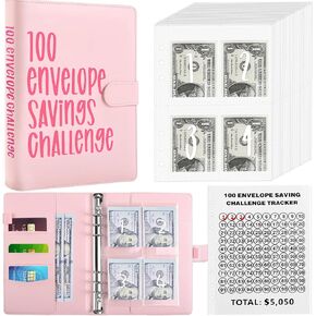100 Envelopes Challenge Binder,A5 Savings Binder with Cash Envelopes,100 Envelopes Money Saving Challenge Binder Budget Book - Easy and Fun Way to Save $5,050 in Saudi Arabia