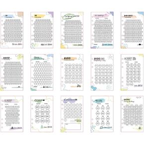 أجهزة تتبع تحدي توفير الأموال المصفحة للمجلدات ذات 6 حلقات A6، أوراق تتبع التوفير النقدي القابلة لإعادة الاستخدام، بطاقات ميزانية متعددة لمخطط رحلة التوفير (15 قطعة) in Kuwait