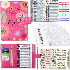 A6 PU Leather Budget Binder with 52-Week Savings Challenge Savings Challenges Book and Cash Envelopes - Save $1,378 - Includes Cash Envelopes & Trackers (Black Daisy)