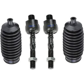4 Pc Front Steering Kit Tie Rod Linkages Rack & Pinion Bellow Boots