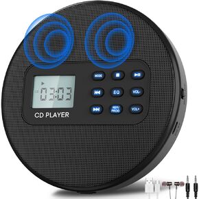 KUEPHOM Portable CD Player for car: Rechargeable Walkman CD Player with Stereo Speakers and Anti-Skip Protection Discman CD Player with Headphones LCD Display with Backlight in Kuwait