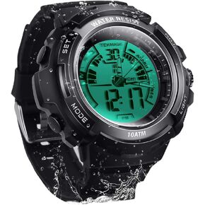 TEKMAGIC 10ATM Waterproof Digital Scuba Diving Watch 100m Underwater for Swimming and Running with Stopwatch and Luminous LCD Display Built-in