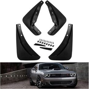 KIWI MASTER Mud Flaps Splash Guards Compatible for 2015-2023 Dodge Challenger Front & Rear Mud Flaps Fender Flaps Heavy Duty Molded 82214141 82214142